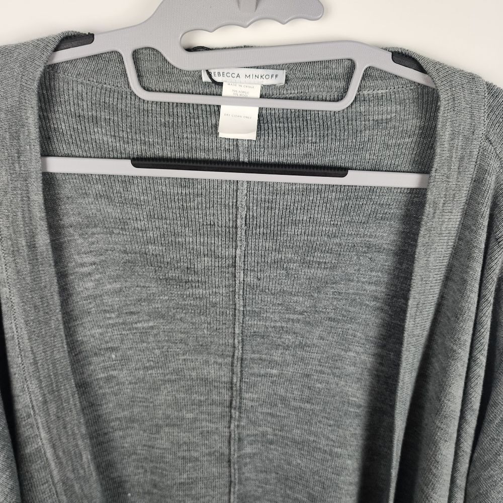REBECCA MINKOFF MILANO CAPE HEATHER GREY OPEN FRONT CARDIGAN SWEATER WOOL OS NWT - Picture 4 of 10
